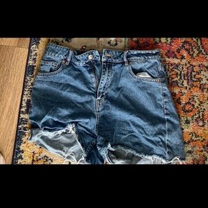 H&M high waisted denim mom shorts